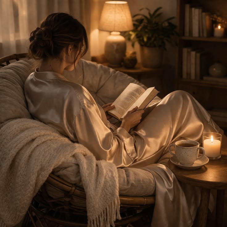 Quiet corner arranged for screen-free evening relaxation activities
